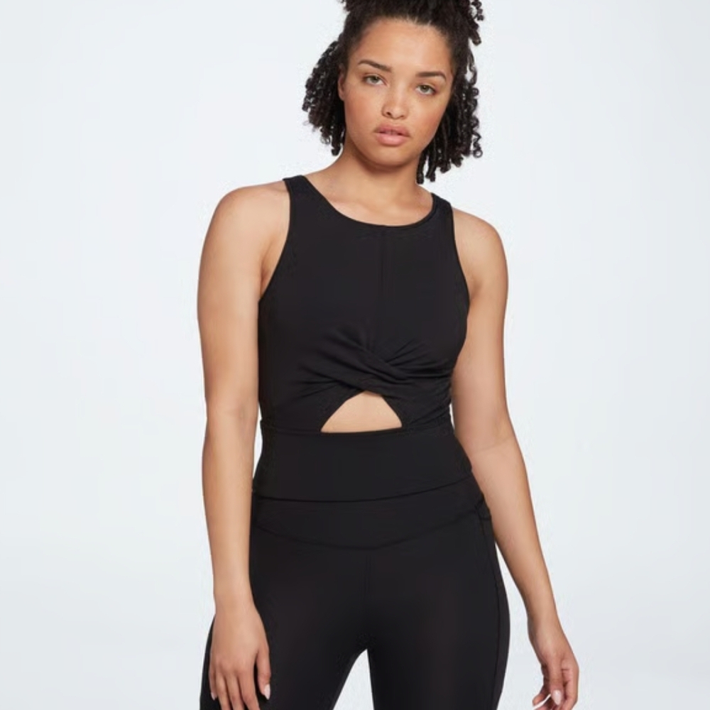 Calia | Black Twist-Front Tank Top